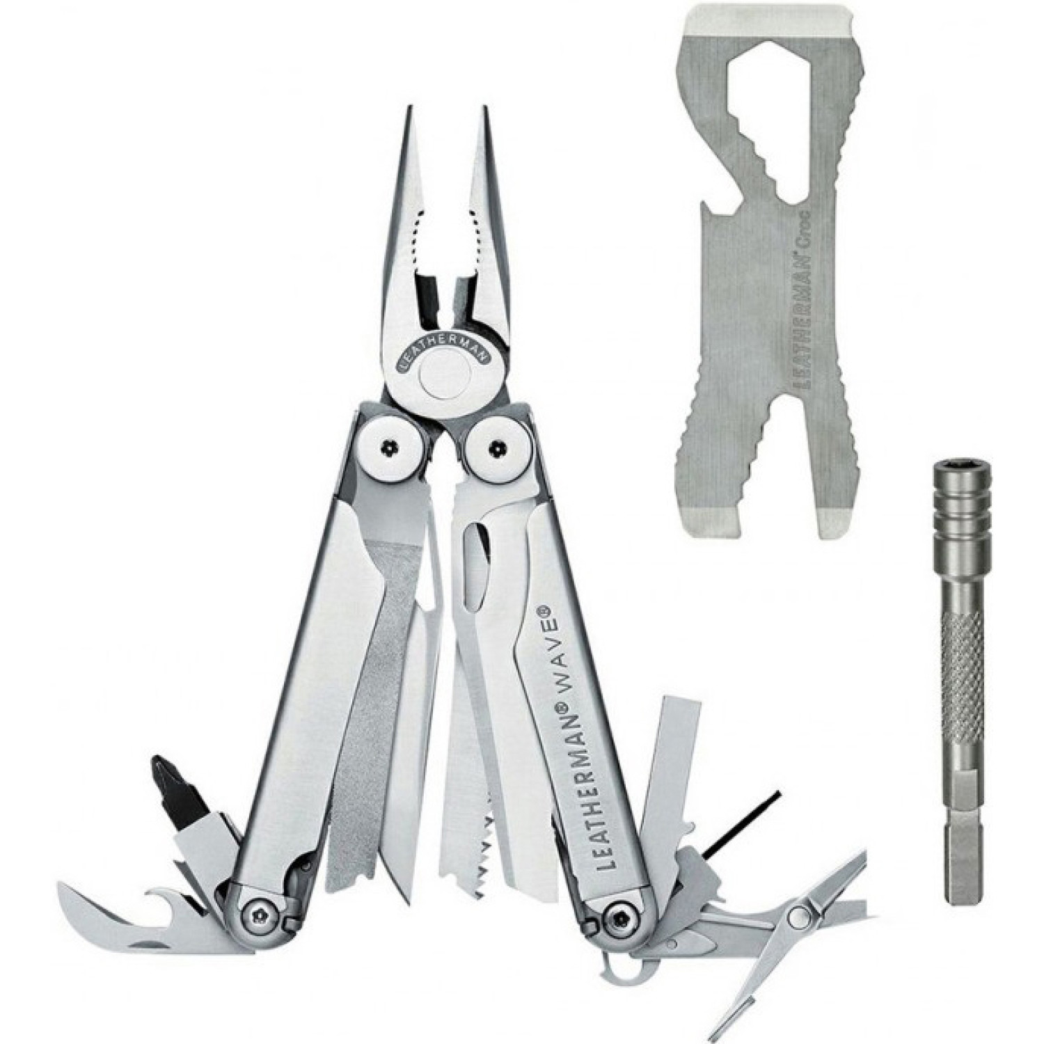 Мультитул LEATHERMAN WAVE + CROC + BIT DRIVER EXTENDER + нейлоновый чехол 831878